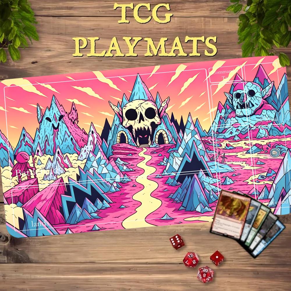 Desk Setup Anime - Karikatür Pembe Kafatası Dağ TCG Playmat