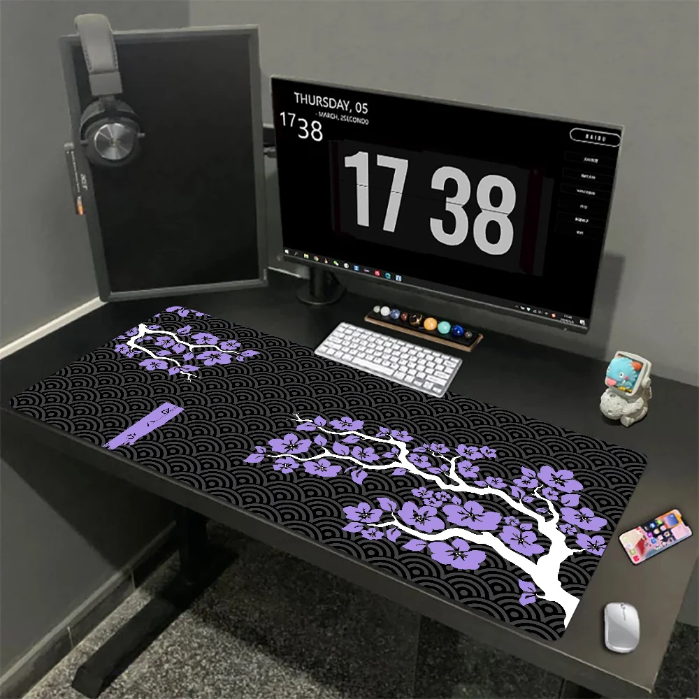 Desk Setup Anime - Sakura 1000x500mm XXL kilit kenar Mouse