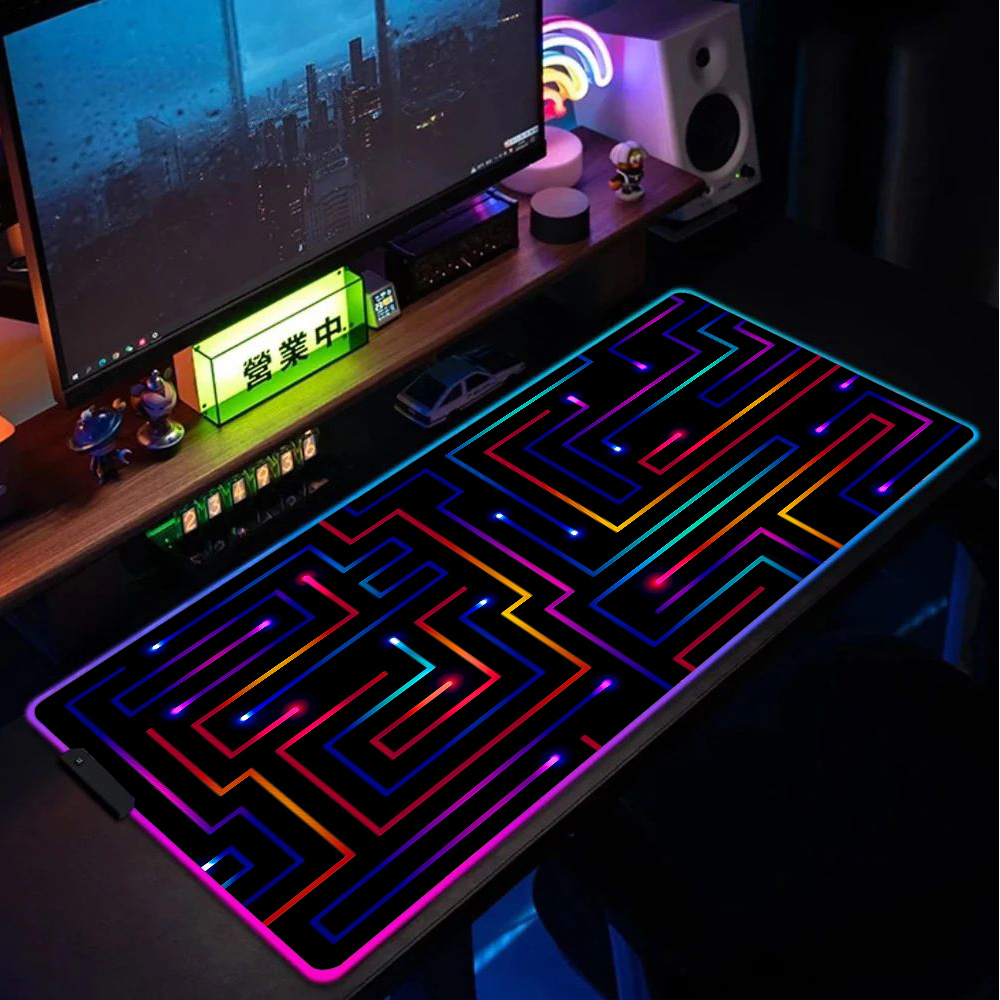 Desk Setup Pc - Xxl Mouse Pad 900x400 Neon Devre